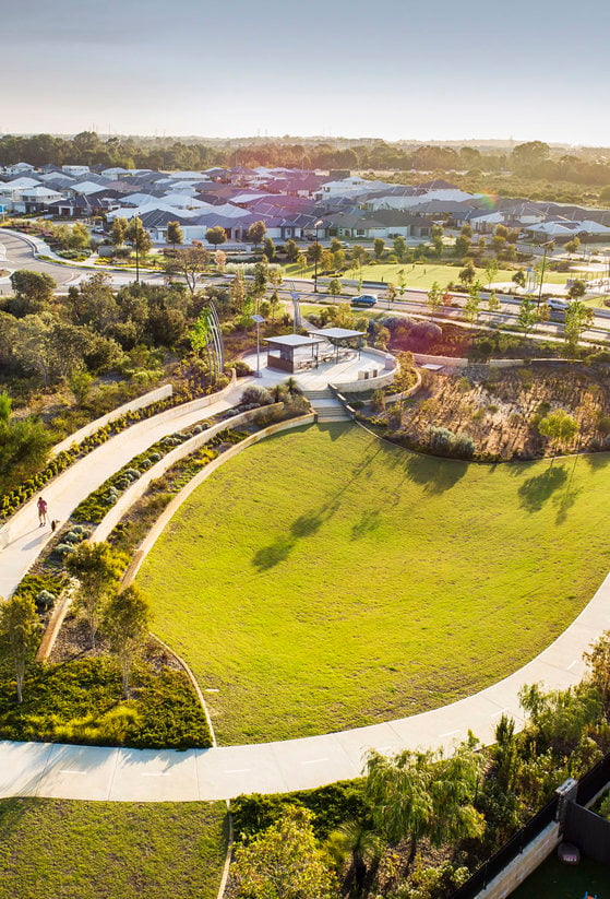 Stockland Calleya aerial view showing beautiful park