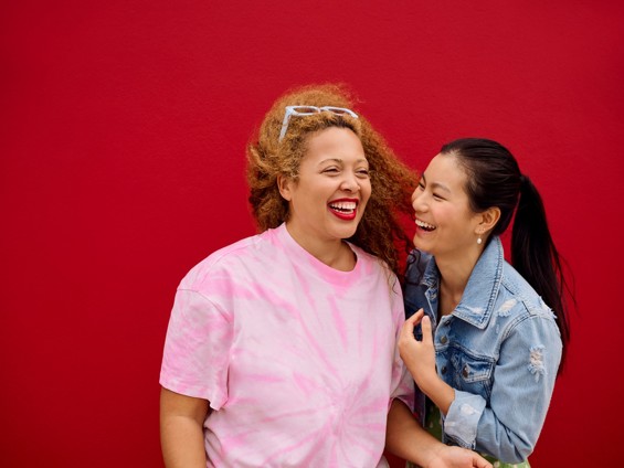 Two women laughing