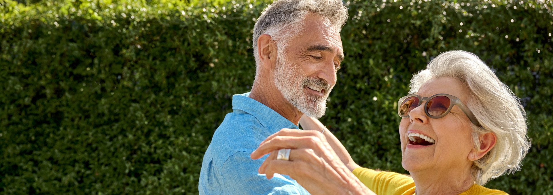 Couple dancing and smiling