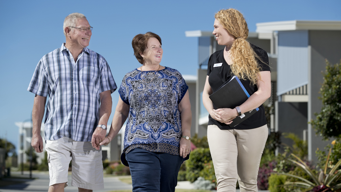Stockland Halcyon community manager walks the streets of the community talking to homeowners